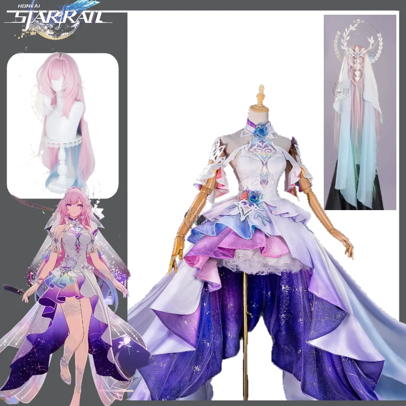 Honkai: Star Rail Cyrene New Form Cosplay Costume Headdress Veil Wig Gorgeous Game Dress Full Set for Comic Con Anime Cosplay