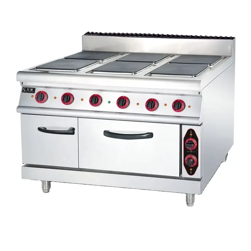 Stainless Steel Hot-plate Cooker Industrial Cooking Range Free Standing Electric Range 6 Square Commercial Combination
