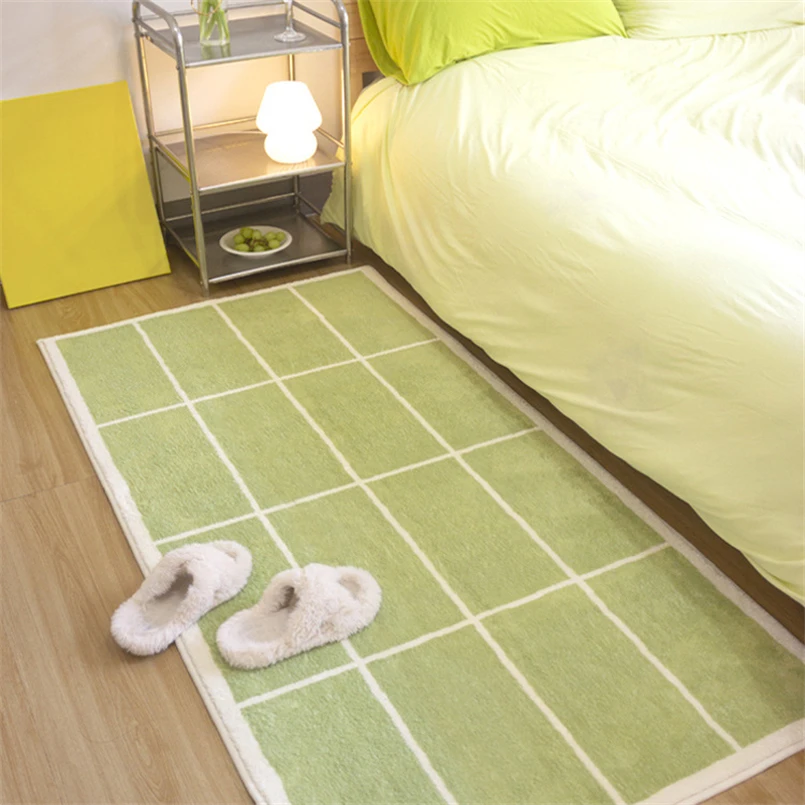 

Green Fresh INS Style Home Large Carpet Modern Simple Imitation Cashmere Bedroom Bedside Floor Mat Cloakroom Decorative Mat