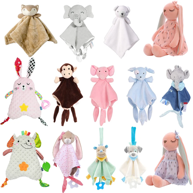 Jouets en peluche doux pour bébé, serviette en peluche Security ase, jouets de couchage pour bébés, hochets, animaux, couette, 0 à 12 mois