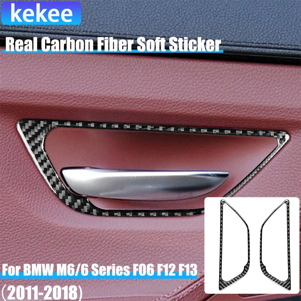 

Real Carbon Fiber Car Accessories Door Handle Frame Trim Cover Soft Sticker For BMW 6 Series/M6 F06 F12 F13 M Sport 2011—2018