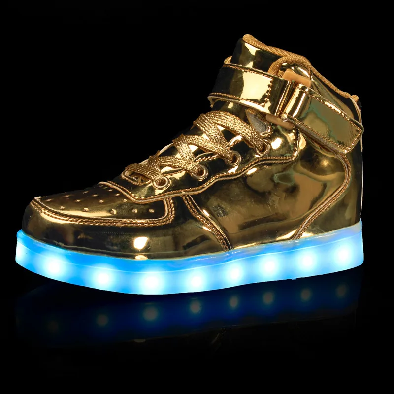 Trump LED Light Up Shoes Light for Men High Top LED Sneakers USB Recharging Shoes Women Glowing Luminous Flashing Shoes LED Kids