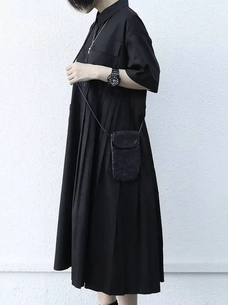 Abito da donna camicia gonna estate nuovo risvolto pieghettato monopetto Design moda tendenza Casual abito allentato