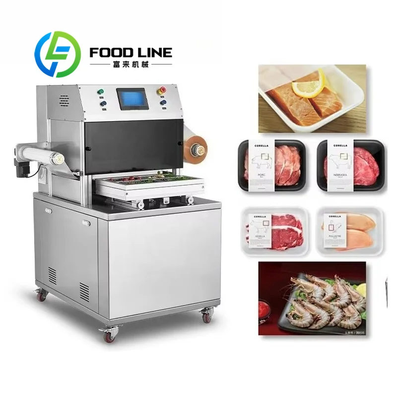 Modified Atmosphere Tray Sealer Vacuum Packing Machine Nitrogen Gas Filling Tray for Ready Meals Food Meat Fish Packaging