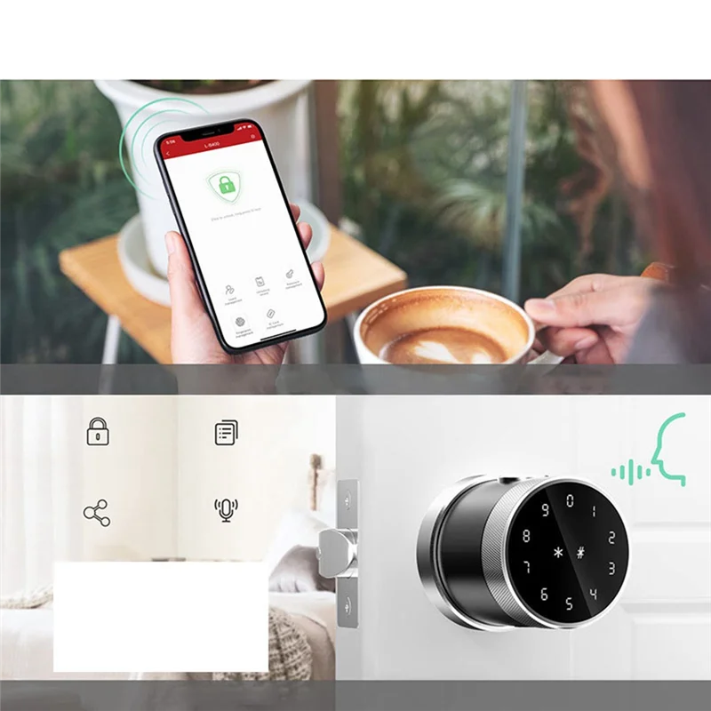 

Usa Door Handle Biometric Fingerprint Keypad Digital Electronic Wifi Ttlock Smart Bedroom Round Knob Door Lock