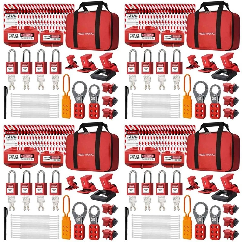 New Design~ Lockout Tagout Kit, Electrical Lockout Tagout Kit, 16 Keyed Different Lotosafety Padlocks, Hasps, Plug Lockout,