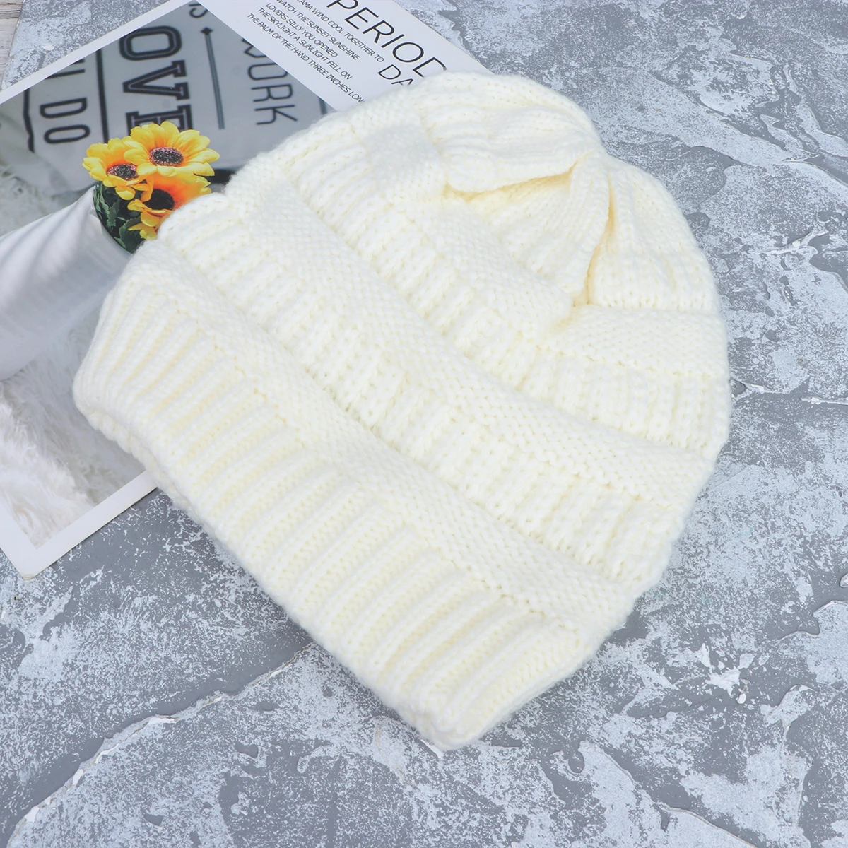 

Hats Thermal Women Knitted Autumn And Winter Beanie Cap White Stylish Warm Women's