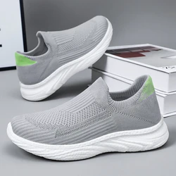 Mens Running Shoes Summer Mesh Breathable Slip-on Comfortable Tennis Shoes 2024 New Outdoor Sports Casual Sneakers for Men