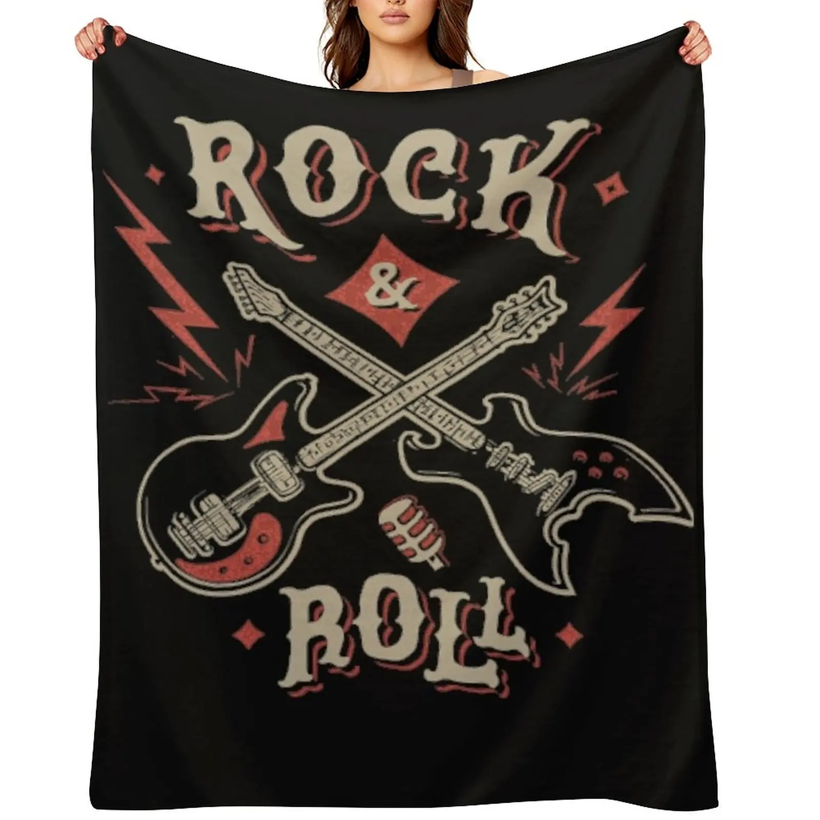 

Rock N Roll Classic Throw Blanket Furry For Decorative Sofa Thermals For Travel Bed Fashionable Blankets