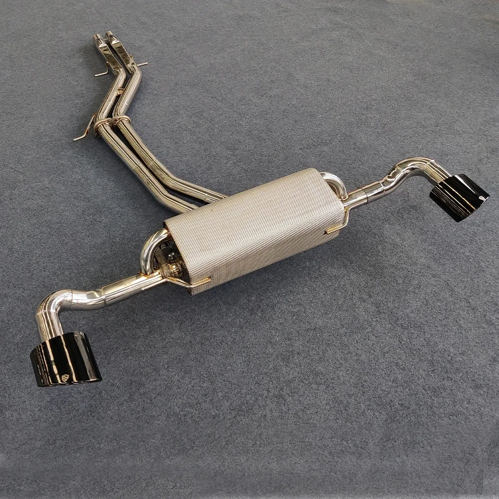 كاتم صوت صمام 304 من المصنع مع جهاز تحكم عن بعد لعادم Audi Q8 3.0t Valvetronic Catback #2