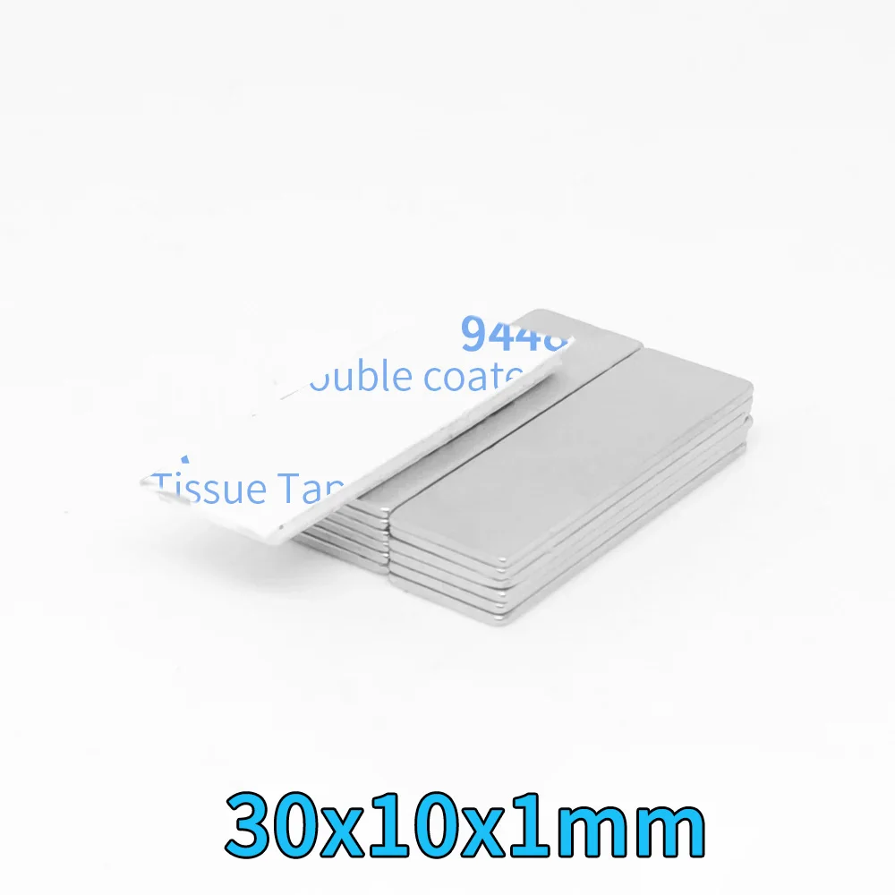 30x10x1mm 얇은 블록 강력한 자석 냉장고, DIY, 건물, 과학, 공예품 용 접착 테이프가있는 강력한 자석 30*10*1 30x10x1