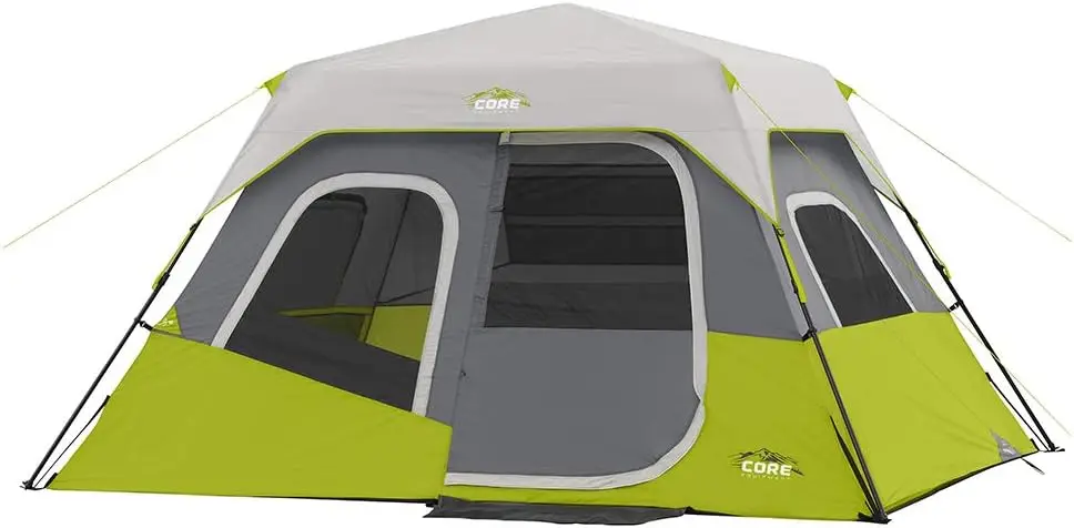 CORE 6 Person Instant Cabin Tent | Portable Large Pop Up Tent with Easy 60 Second Camp Setup for Family Camping | Included