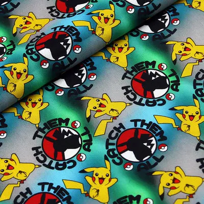 140cm Width Pocket Monster Pokemon 100 Cotton Fabric for  DIY Patchwork Textile Tissu Home Clothing Sew Needlework Material