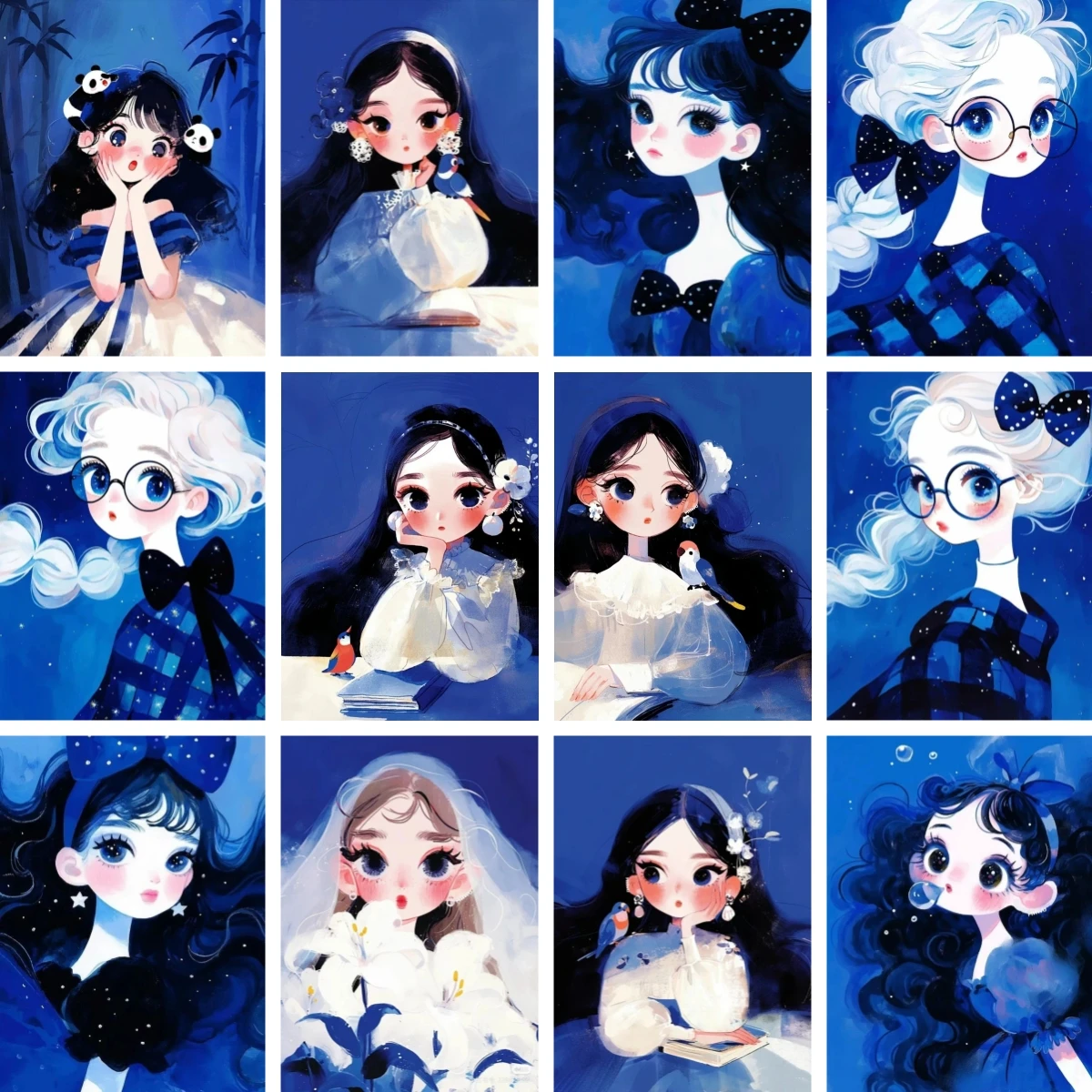 

Алмазная мозаика: Элегантная мультяшная девушка в синем платье, 5D стразы, ручная работа, алмазная вышивка, полная квадратная/круглая выкладка