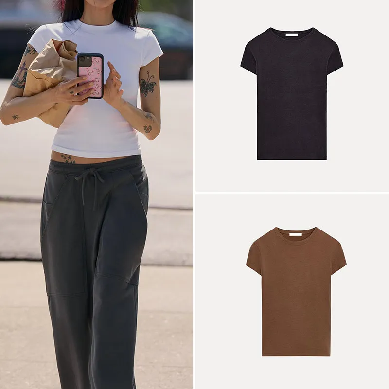 Women's Summer 2026 Cool Feeling Short Sleeve round Neck Multi-Color T-Shirt Fashionable Basic Lightweight Women's Top