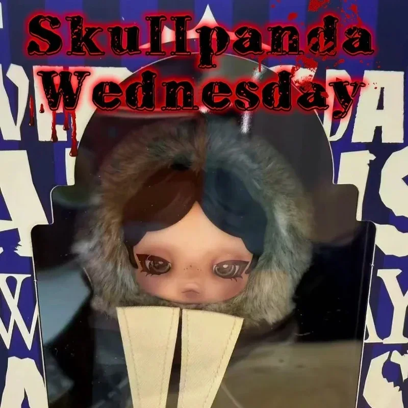 البوب مارت SKULLPANDA X MGM سلسلة الأربعاء الفينيل أفخم دمية سطح المكتب الديكور مجموعات هدايا الهالوين