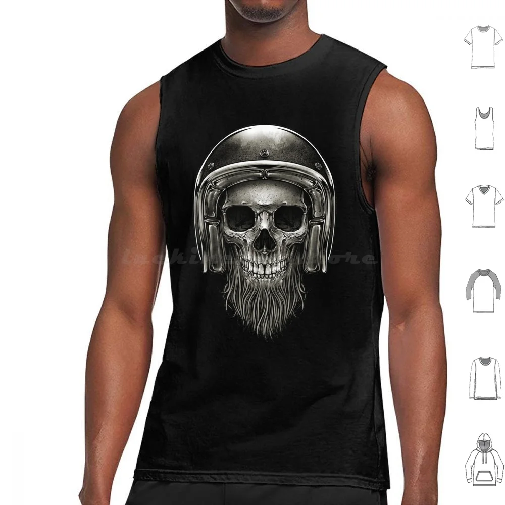 

Viking Skull Rider Tank Tops Vest Sleeveless Beard Skull Rider Bearded Viking Helmet Vintage Helmet Skeleton Custom Bike Biker