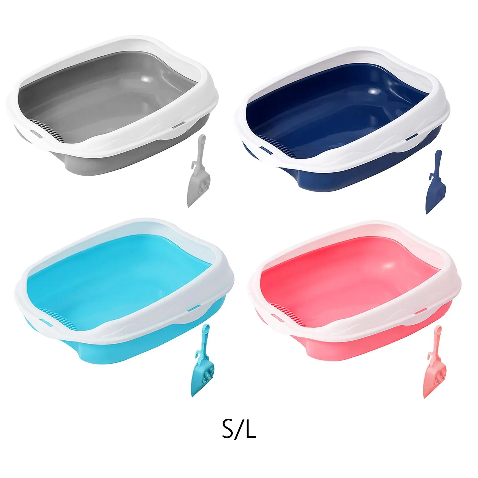 Cat Litter Box with High Side Semi Closed Removable Pet Supplies Kitten Litter Pan for Small Animals Medium Large Cats