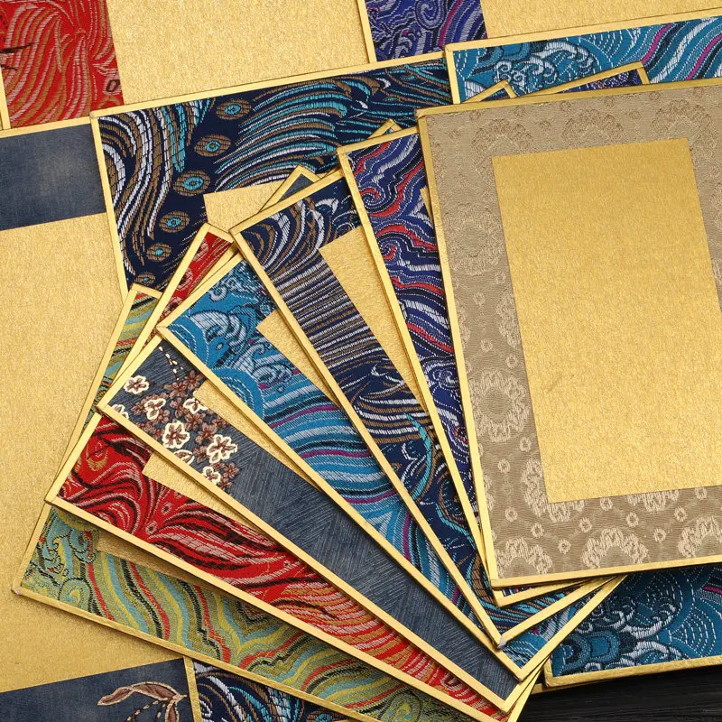Sized Rice Paper Song Brocade Hard Card Gold Border Thick Edge Wrapped Cardboard Regular Script Brush Calligraphy Creation Paper