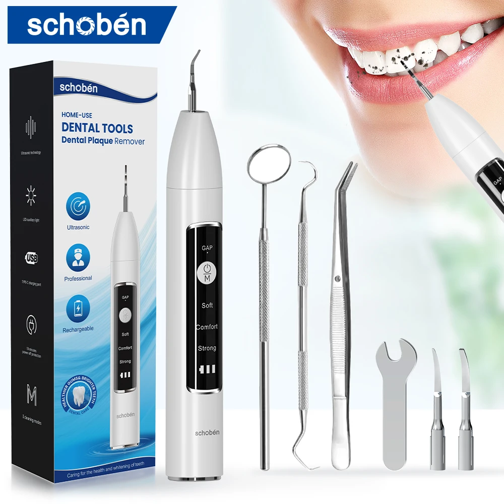 Schoben Ultrasonic Dental Scaler For Teeth Tartar Plaque Stains Cleaner Tooth Calculus Electric Dental Tooth Stone Remover