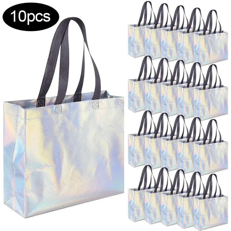 

5Pcs /10PCS Iridescent Gift Bags for Wedding Birthday Party Christmas Packaging Bachelorette Bridesmaid Gift Supplies Boutique