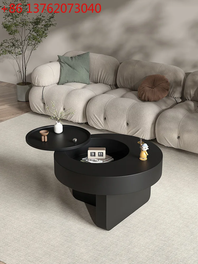 

Круглый стол, журнальный столик для гостиной, дома, 2025, новая маленькая квартира, черный, передвижной