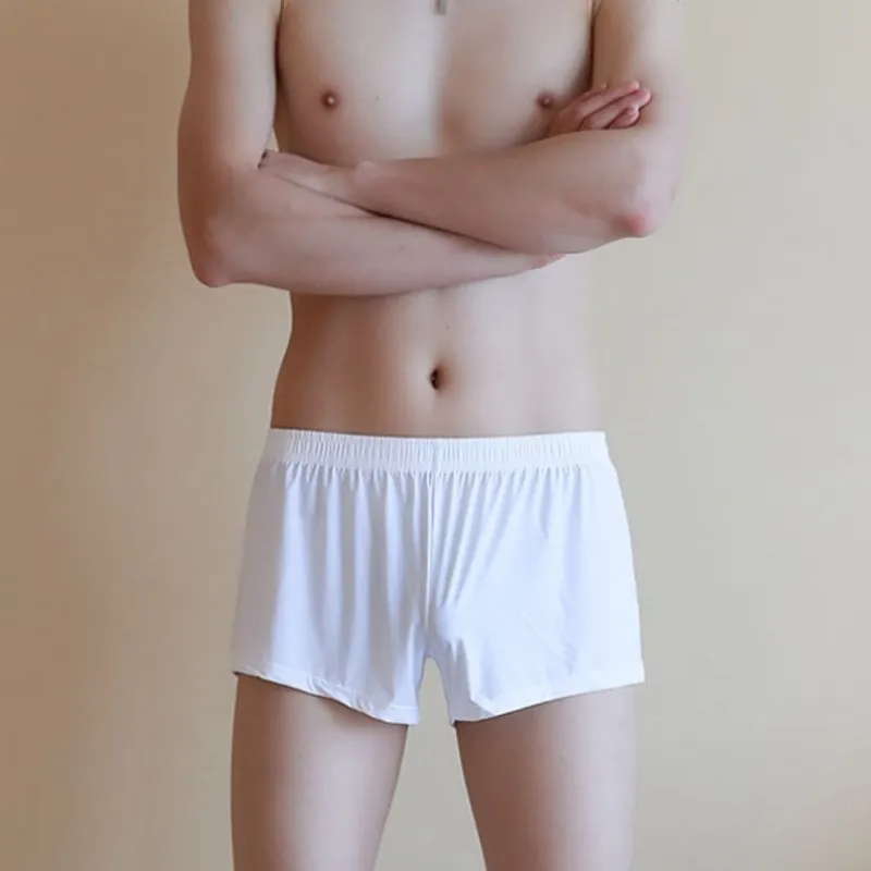Ultra Thin Ice Silk Men Loose Boxer Shorts See Through Stretch Waist Breathable Sleep Loungewear Daily Home Comfort Underpants