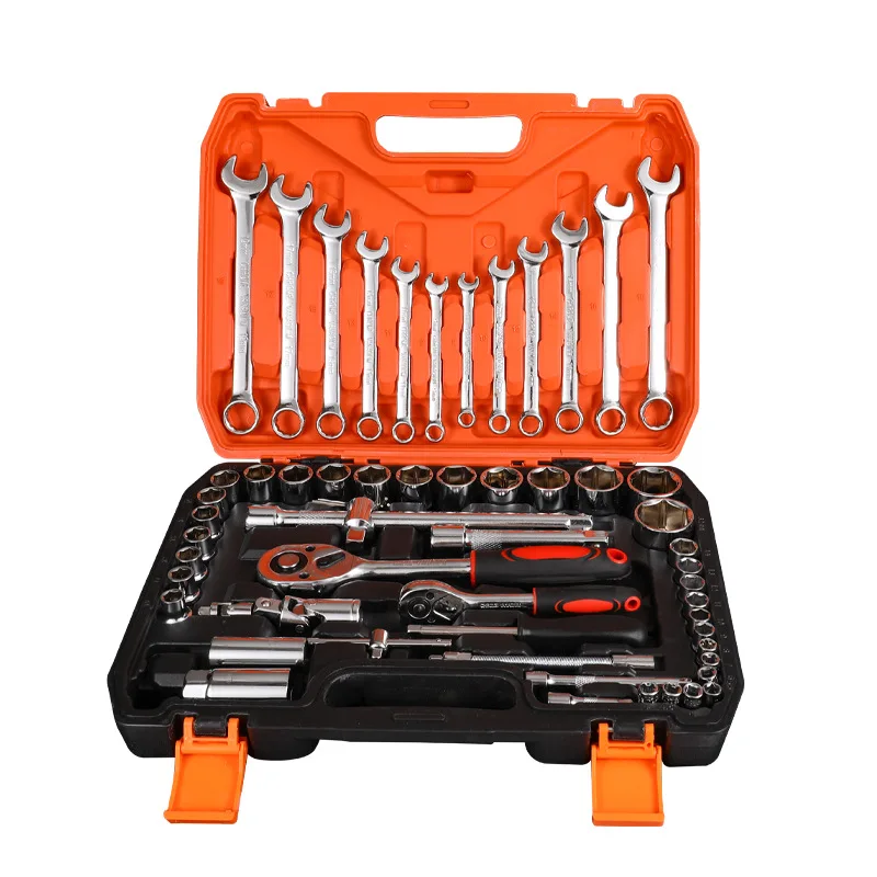 61 PCS Kit Car Auto  Repair Sockets Set Hand Tool Sets Combination Socket Wrench Spanner Set with Plastic Toolbox