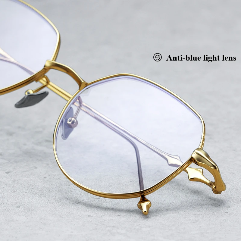 2025 Pure Titanium Ultra-Light Silver Frame Eyeglasses Men and Women Myopia Narrow Square Frame Anti-Blue Ray Glasses Spectacle