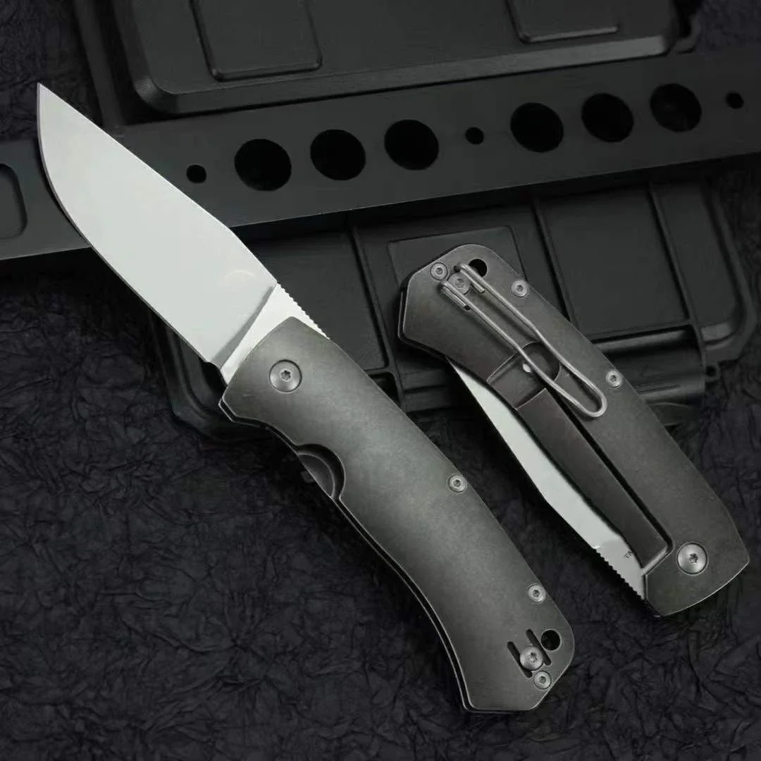 

Titanium Alloy Handle Folding Knife D2 Blade Outdoor Camping Safety Lifesaving Pocket Knives EDC Tool