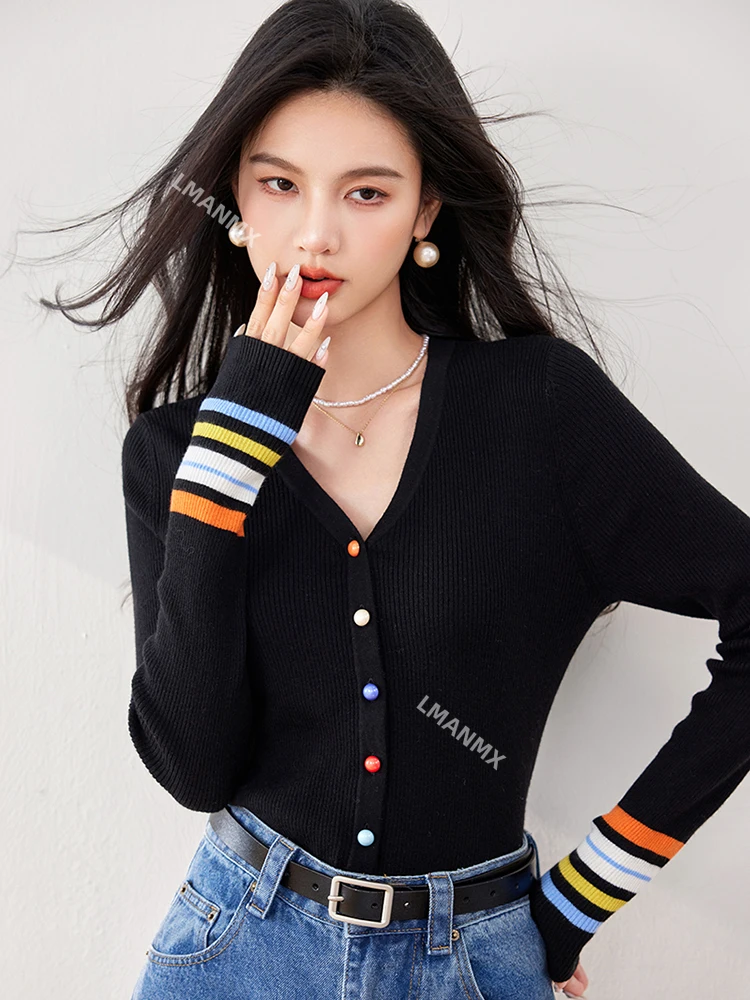 Women V-Neck Fashionable Slim Fit Sweater Long Sleeve Solid Color Knit Sweater Causal Versatile Tops For Women 2024 Autumn Winte