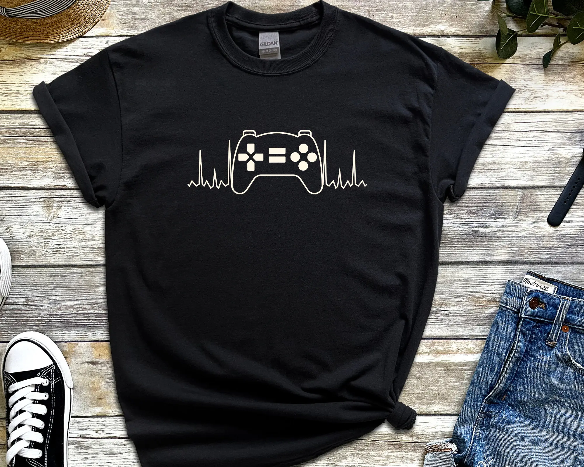 Heartbeat Gaming T Shirt Controller Gamer Gift For Husband Love Ps5 Birthday Born To Game