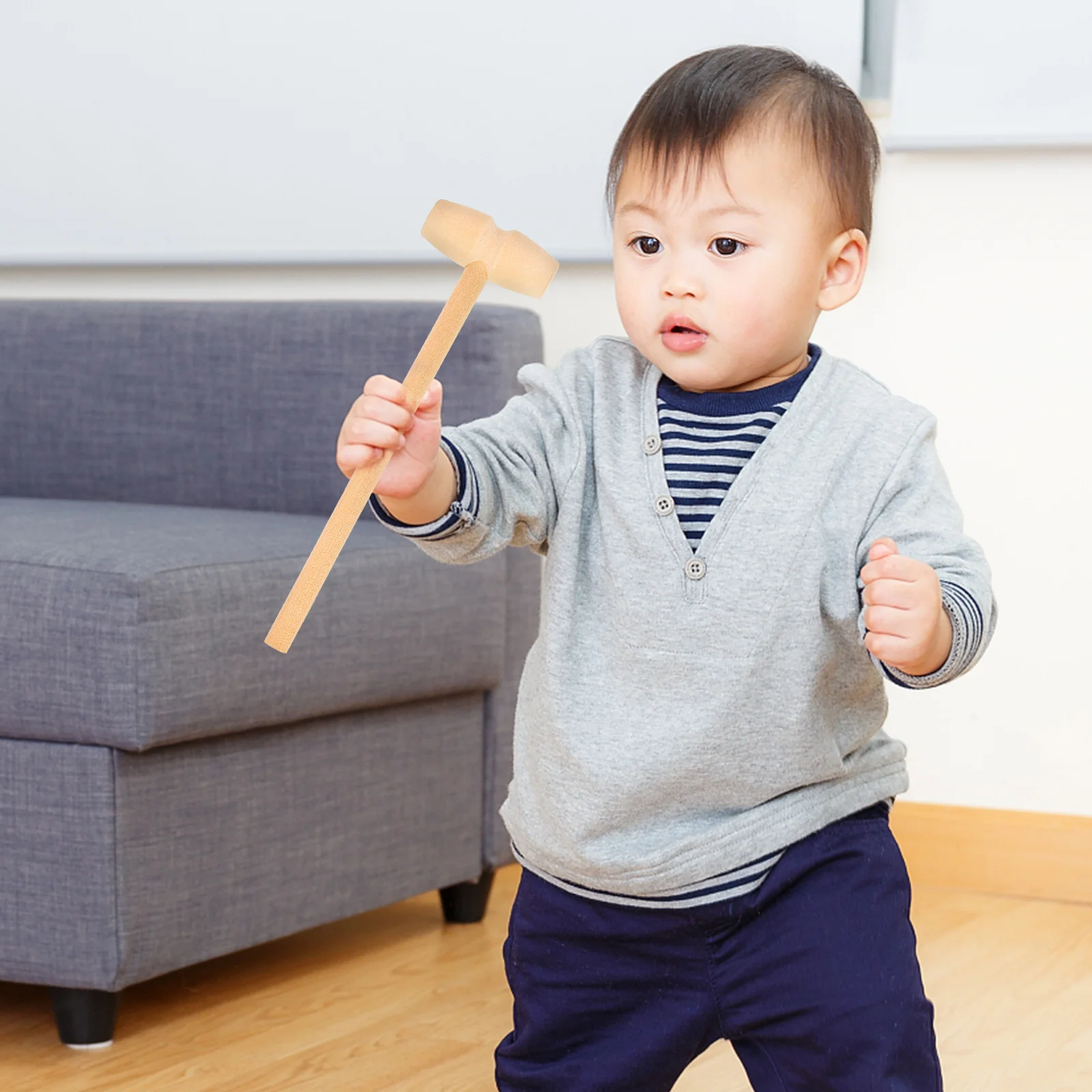 

12pcs Small Wooden Mallet Baby Hand Coordination Funny Beat Mini Gavel Toddler Play Development Gift Tool