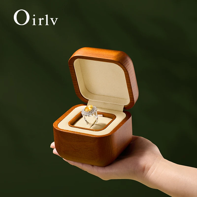 oirlv-大型木製ジュエリーボックス-結婚指輪ボックス-ハイエンドジュエリーリングオーガナイザーボックス-プロポーズリングボックス-レディースギフトパッケージケース