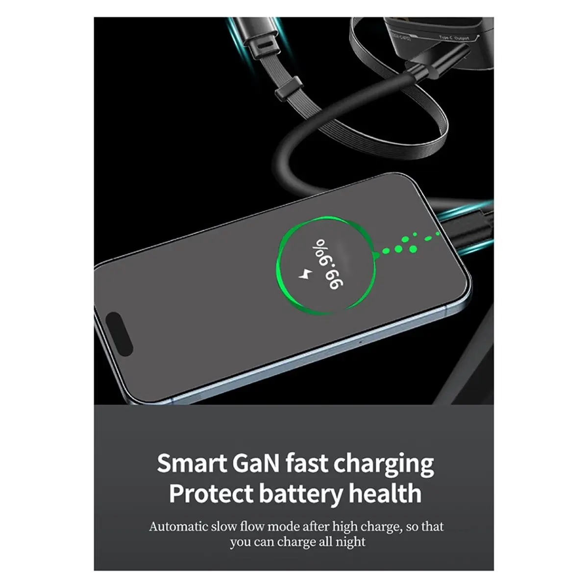 A46U New 35W GaN Fast Charging Extension Cords Folding Storage Portable Type C for Smartphone Tablet Laptop White