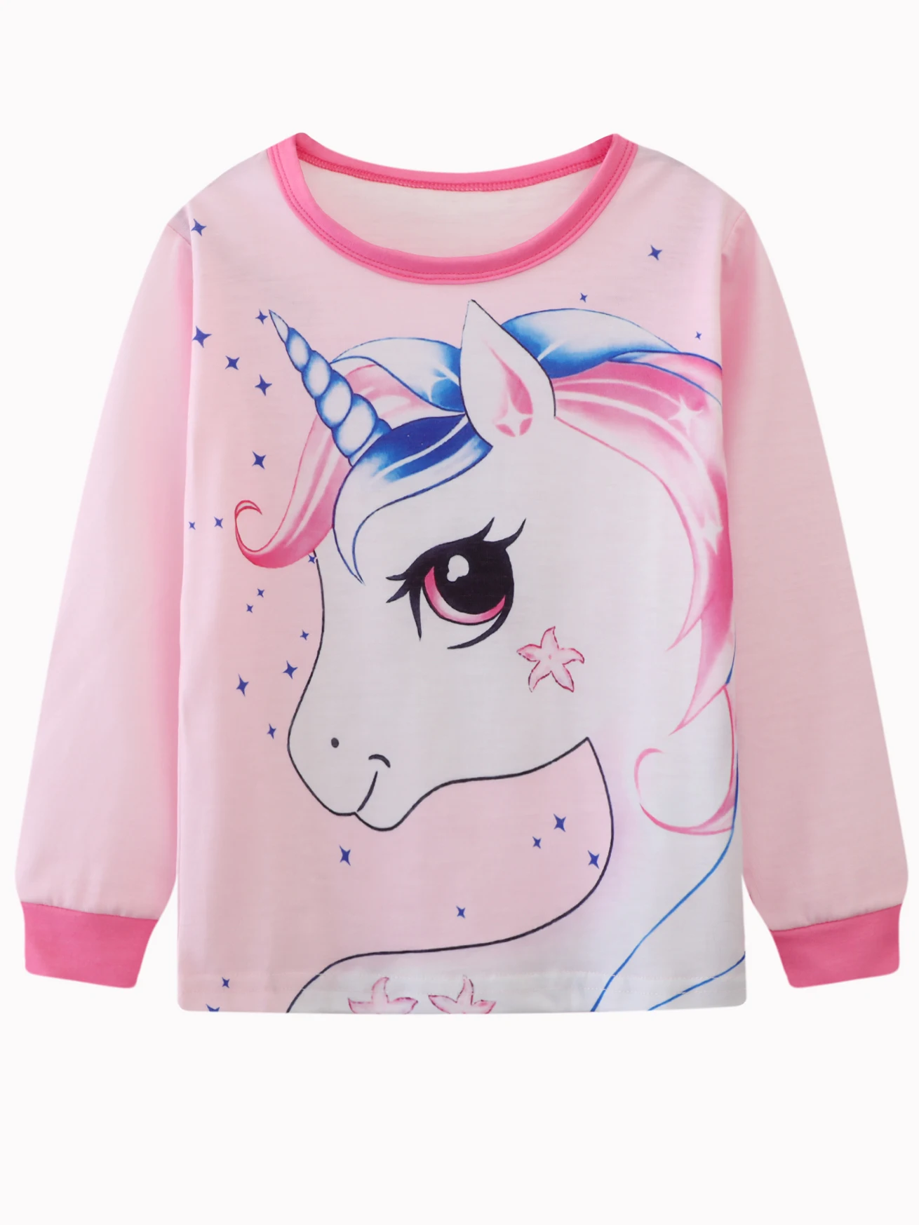 Girls Unicorn Cartoon Long Sleeve Pajamas Two Piece Set