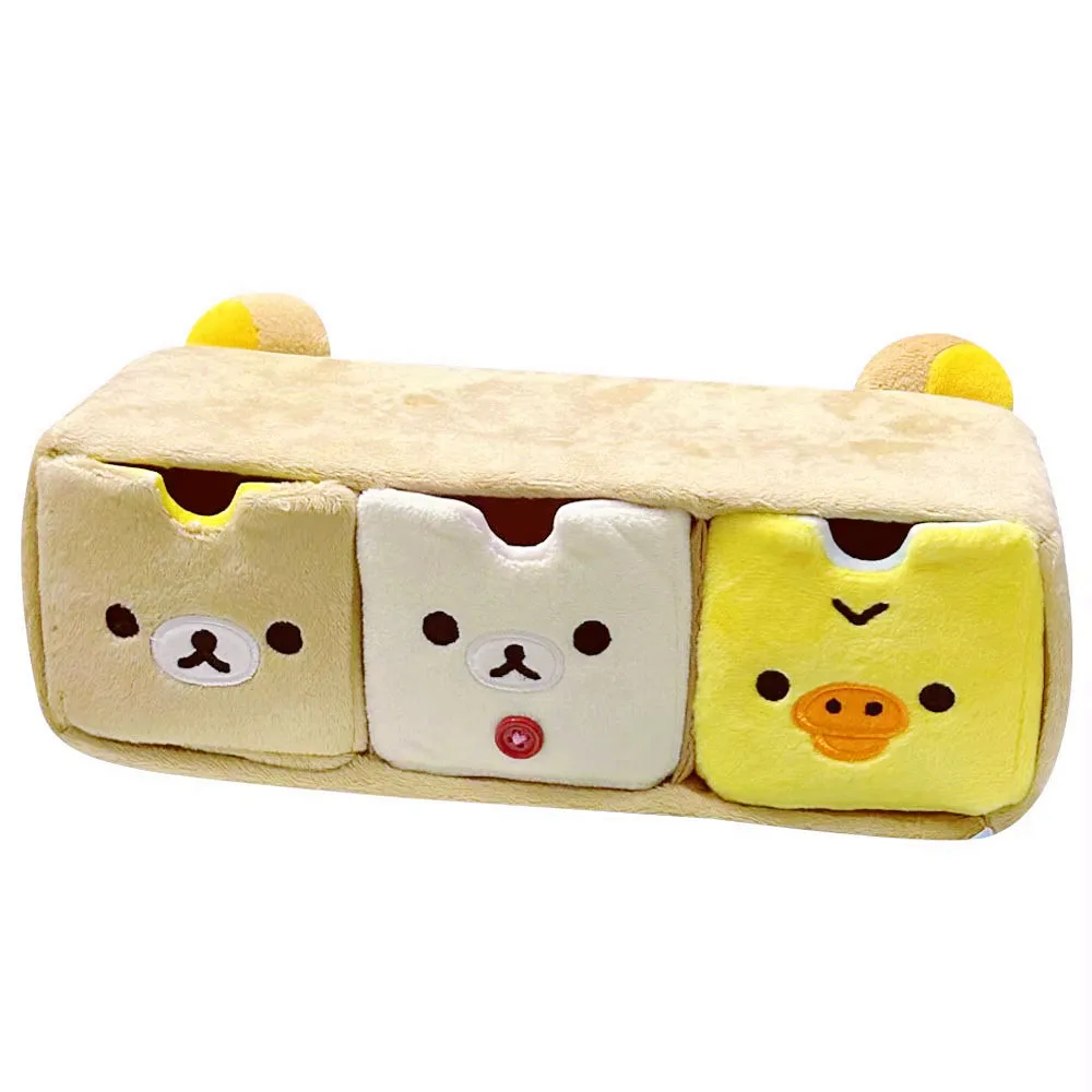 

Cute Rilakkuma Korilakkuma Kiiroitori Bear Plush Storage Box Stuffed Cosmetic Case Container Makeup Desktop For Women Girls Home