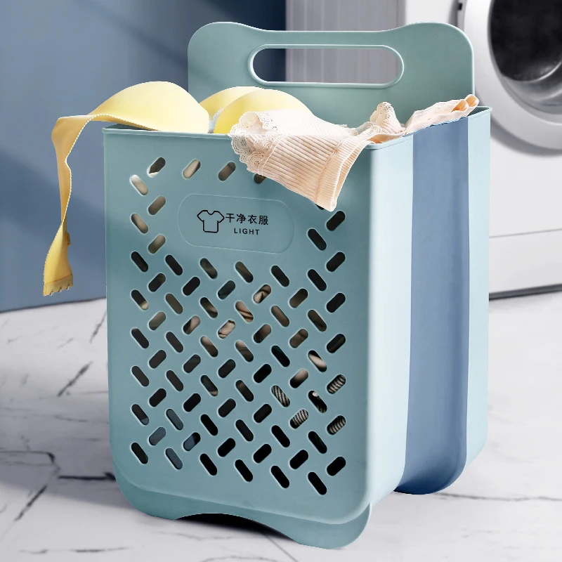 Folding Bathroom Laundry Basket Wall-mounted Dirty Clothes Storage Basket Household Laundry Bag Laundry Bathroom Organizer