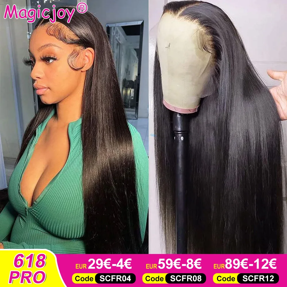 Vrvogue Silky  Straight Lace Front Wigs Human Hair 13x4 Transparent Lace Wigs For Women Brazilian Wigs Virgin Hair 180% Density