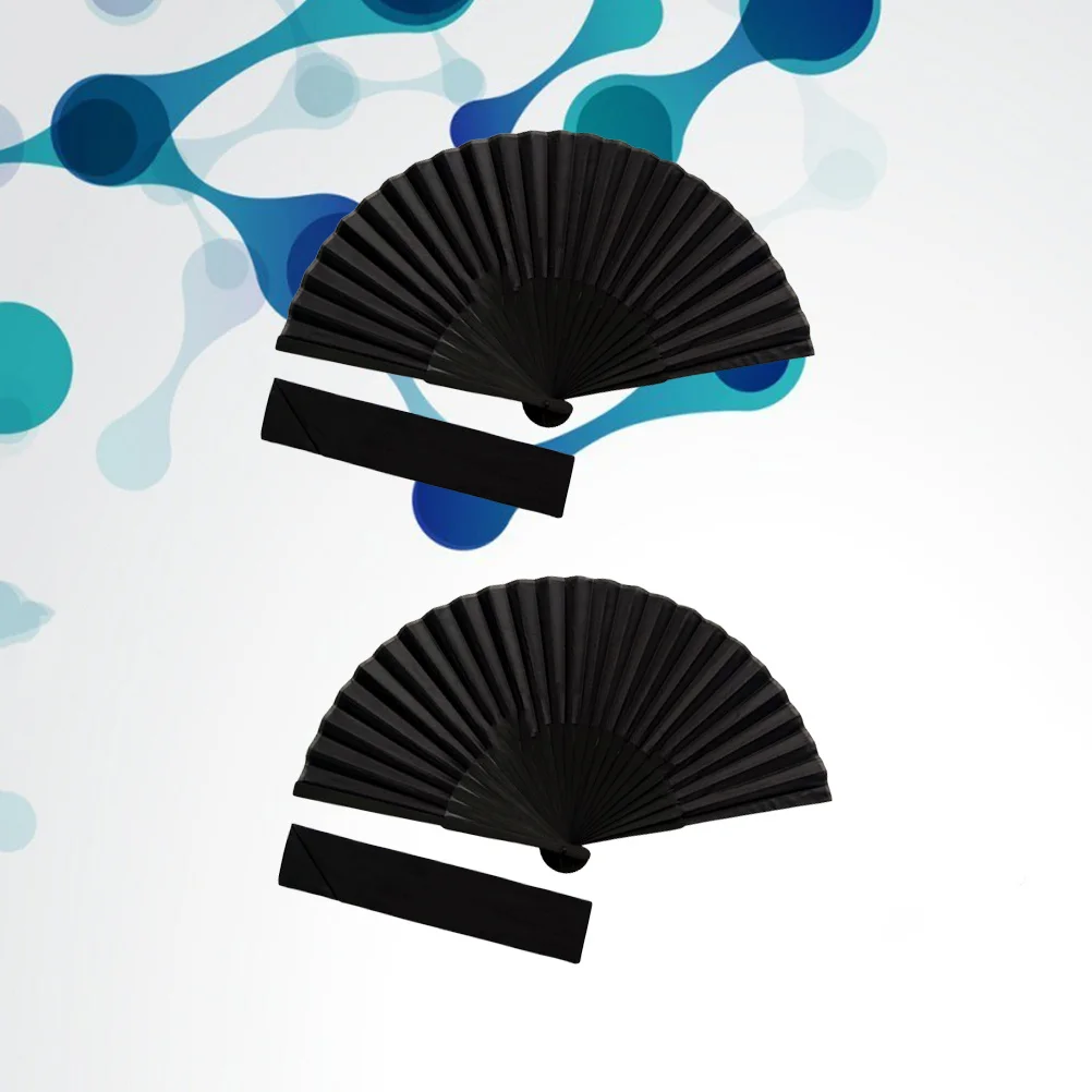 

2Sets Black Silk Fan Foldable Hand Fans for Women Elegant Cooling Summer Dance Festival Gift Silk Fan Hand Fans for Women