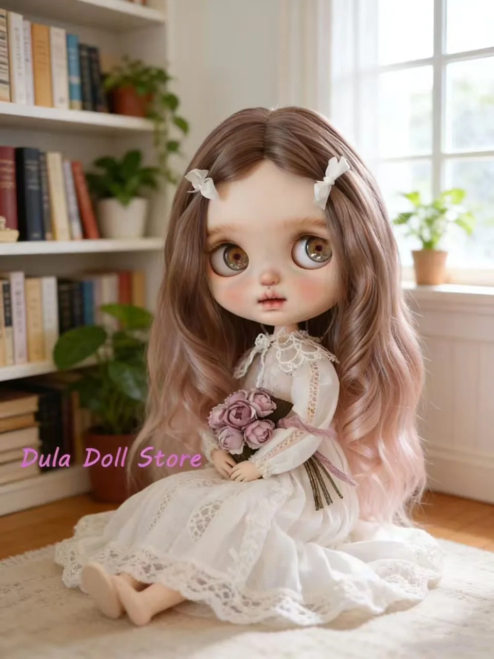 Dula Doll Wigs Gradient Colored Mohair for Blythe Qbaby Natural Mohair 9-10 Inch Head Circumstance