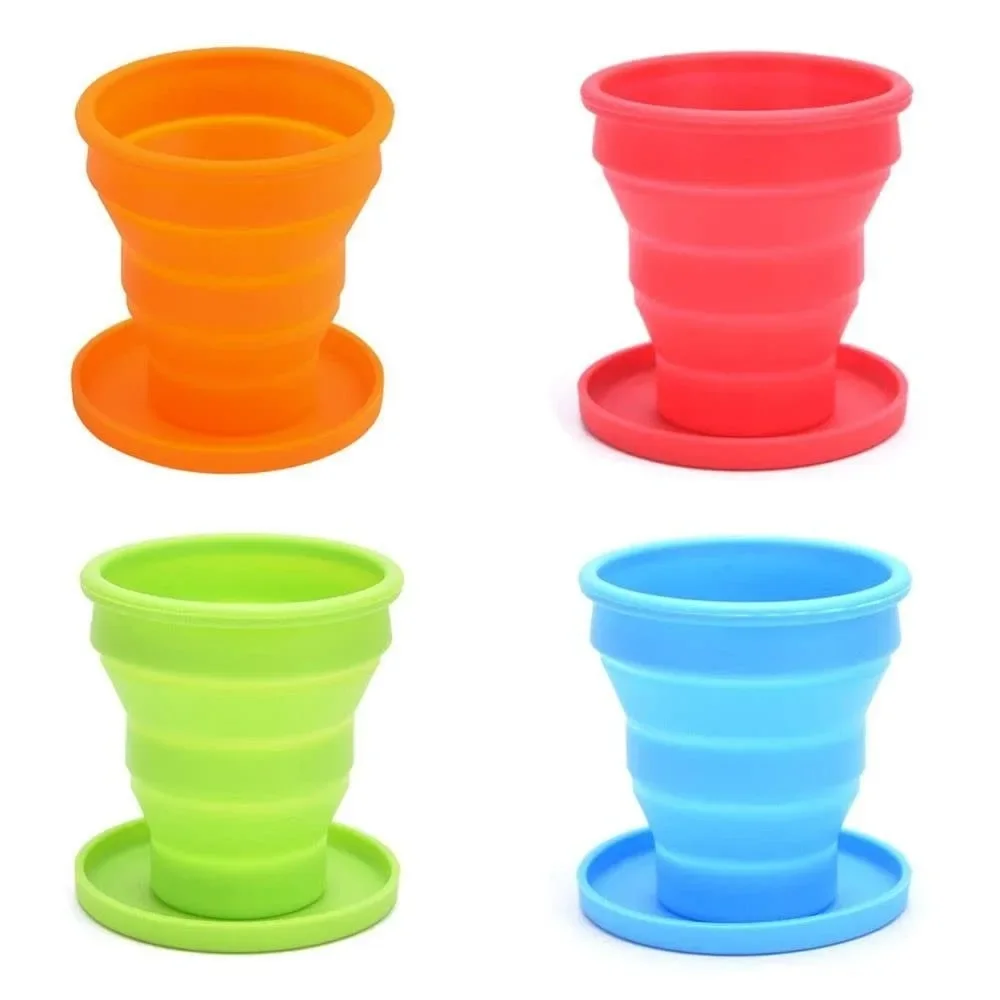 200 ml hochwertiger faltbarer Silikon-tragbarer Trinkbecher für Reisen, faltbarer Campingbecher, tragbarer Becherdeckel, geeignet für Outdoor-Reisen