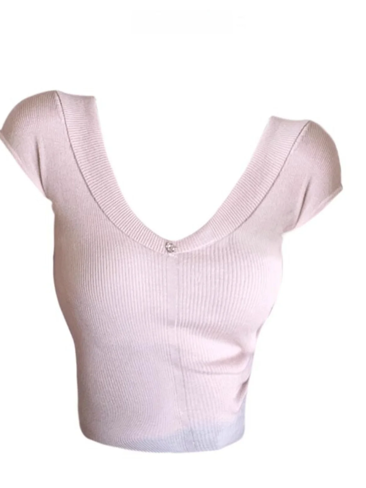 

Сексуальная короткая трикотажная шерстяная футболка с V-образным вырезом для стройных девушек, модная одежда для весны и осени для худых женщин.