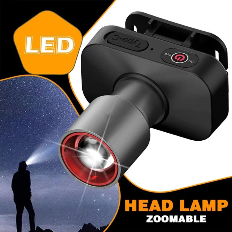 A73P-Faro LED a luce forte Torcia zoom super luminosa USB ricaricabile per luce da pesca