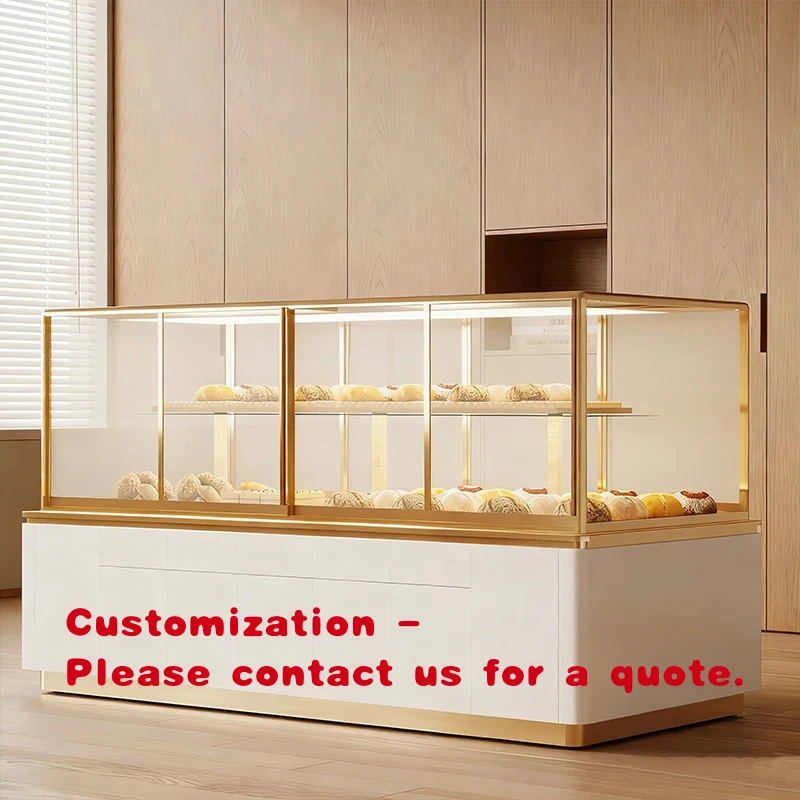 custom.Professional Commercial Luxury Pastry Display Showcase Cake Display Counter Bread Display Cabinet with LED L
