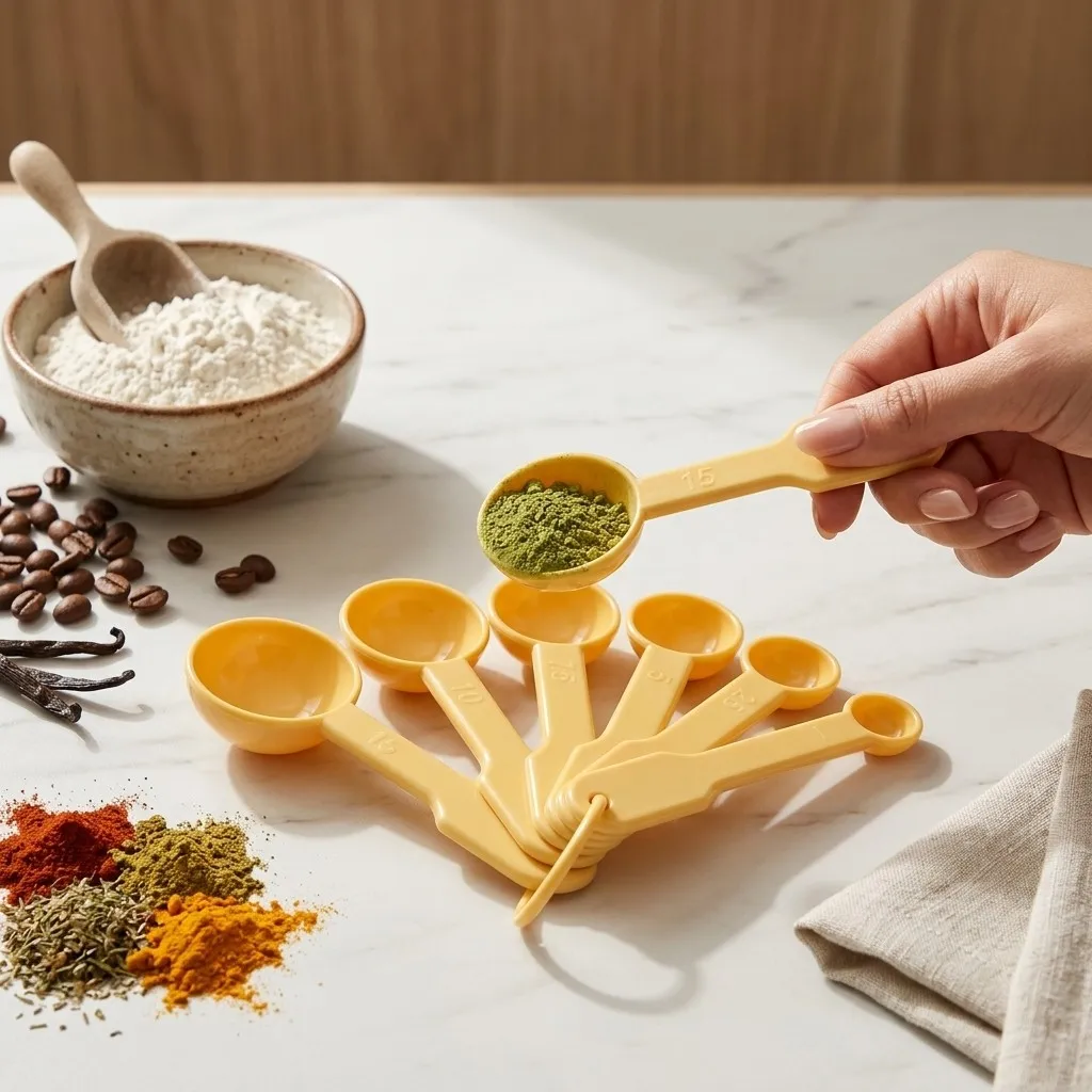 6-teiliges Set aus Kunststoff-Messlöffeln, multifunktionale, ineinander steckbare Zucker-, Gewürz- und Kaffee-Messlöffel, Backwerkzeuge, Küchenzubehör