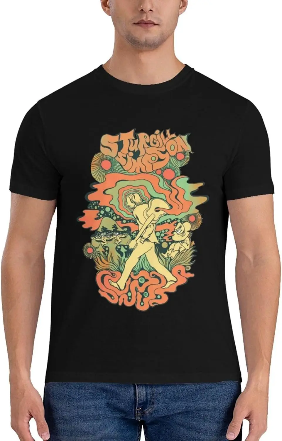 تي شيرت Sturgill Music Simpson للرجال بأكمام قصيرة مخصص، تي شيرت أنيق برسومات جرافيك، ملابس علوية كاجوال رائعة باللون الأسود