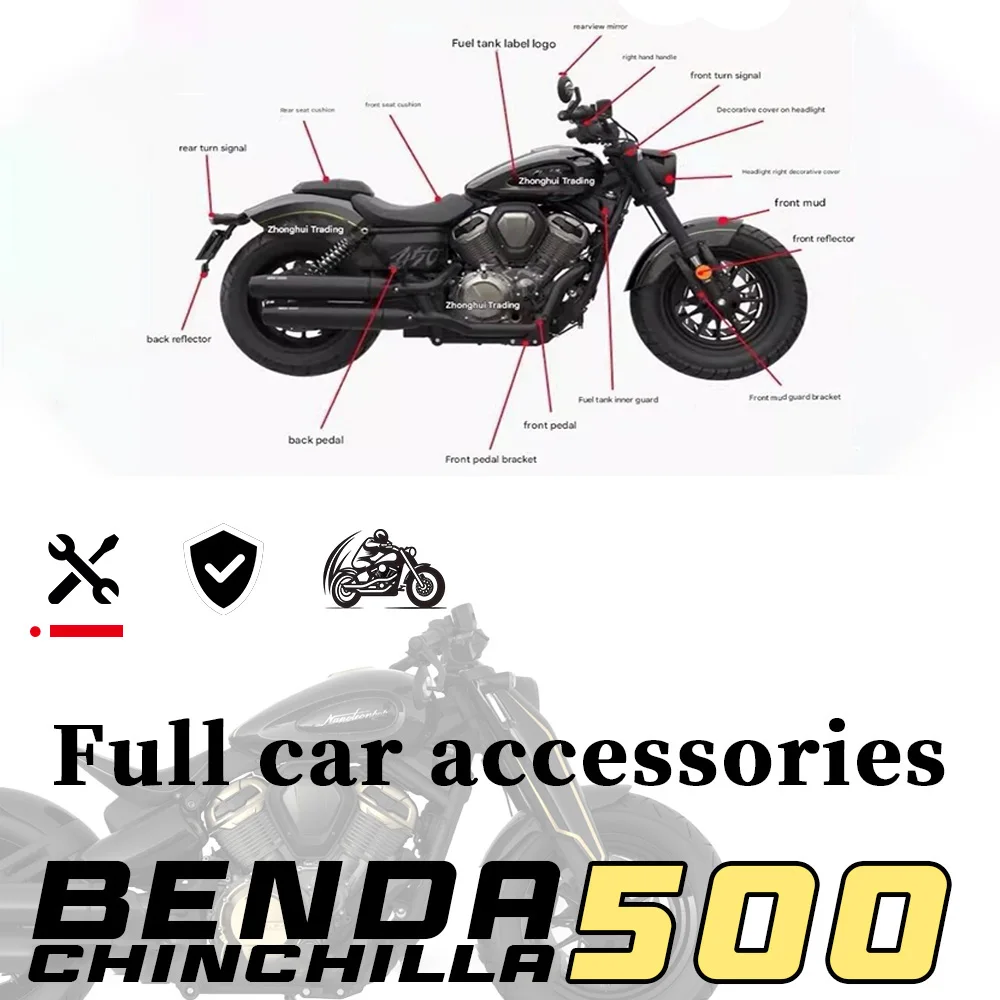 

Full car accessories BENDA CHINCHILLA 500 front mud guard bracket pedals rearview mirror reflector handlebar 500 chinchilla
