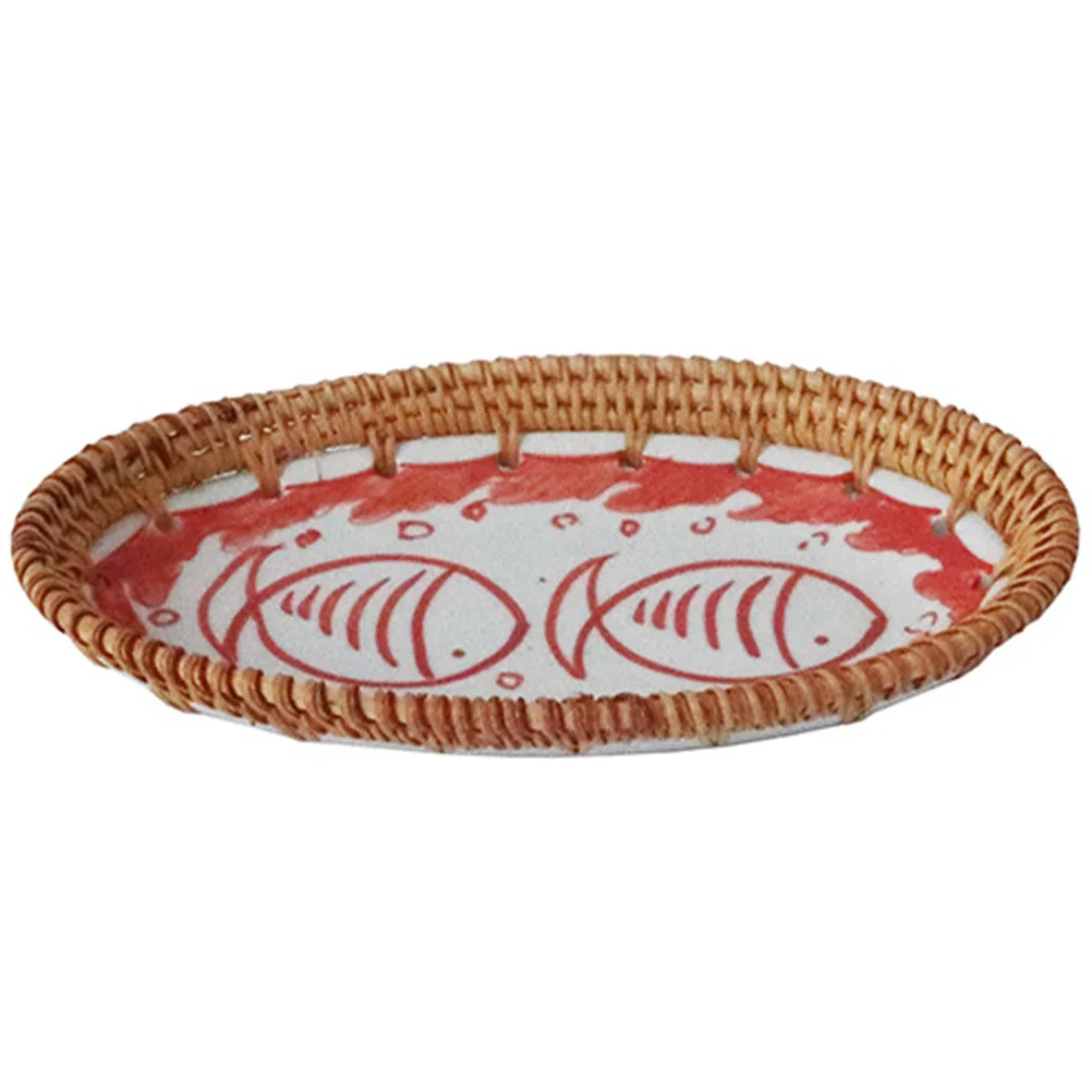 

Woven Fruit Tray Vietnamese Style Multi-Function Snack Plate Household Dessert Serving Dish Desktop Food Storage Accessory