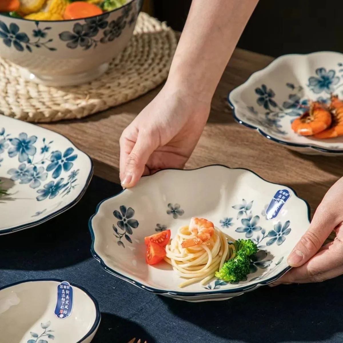 DSA small blue flower underglaze color tableware set housewarming wedding gift exquisite dish combination household bowl dish